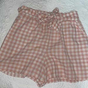 Gingham Copper Key tie waist shorts